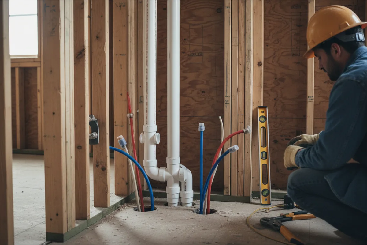 Drain and supply rough-in during Leak Detection in Sisters
