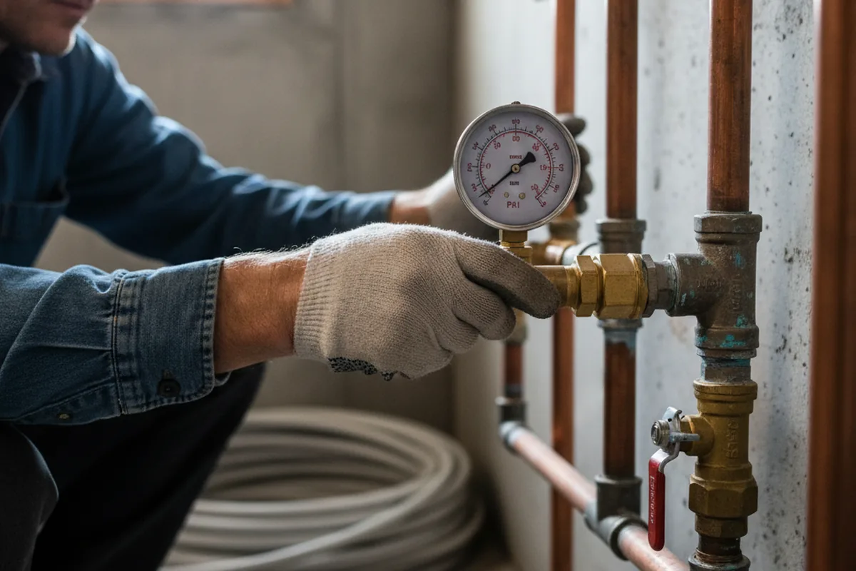 Pressure testing a repaired line during Water Line Repair in Sisters